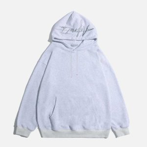 chic solid embroidery hoodie   youthful urban appeal 7556
