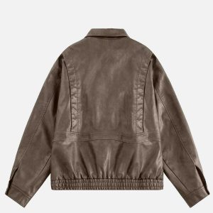 chic solid faux leather jacket   sleek urban essential 3504