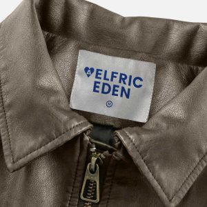 chic solid faux leather jacket   sleek urban essential 5466