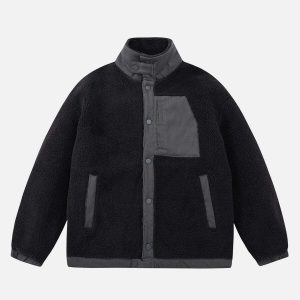 chic solid luxe fleece coat   urban comfort essential 4752