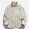 chic solid patchwork fleece jacket   urban y2k appeal 8903