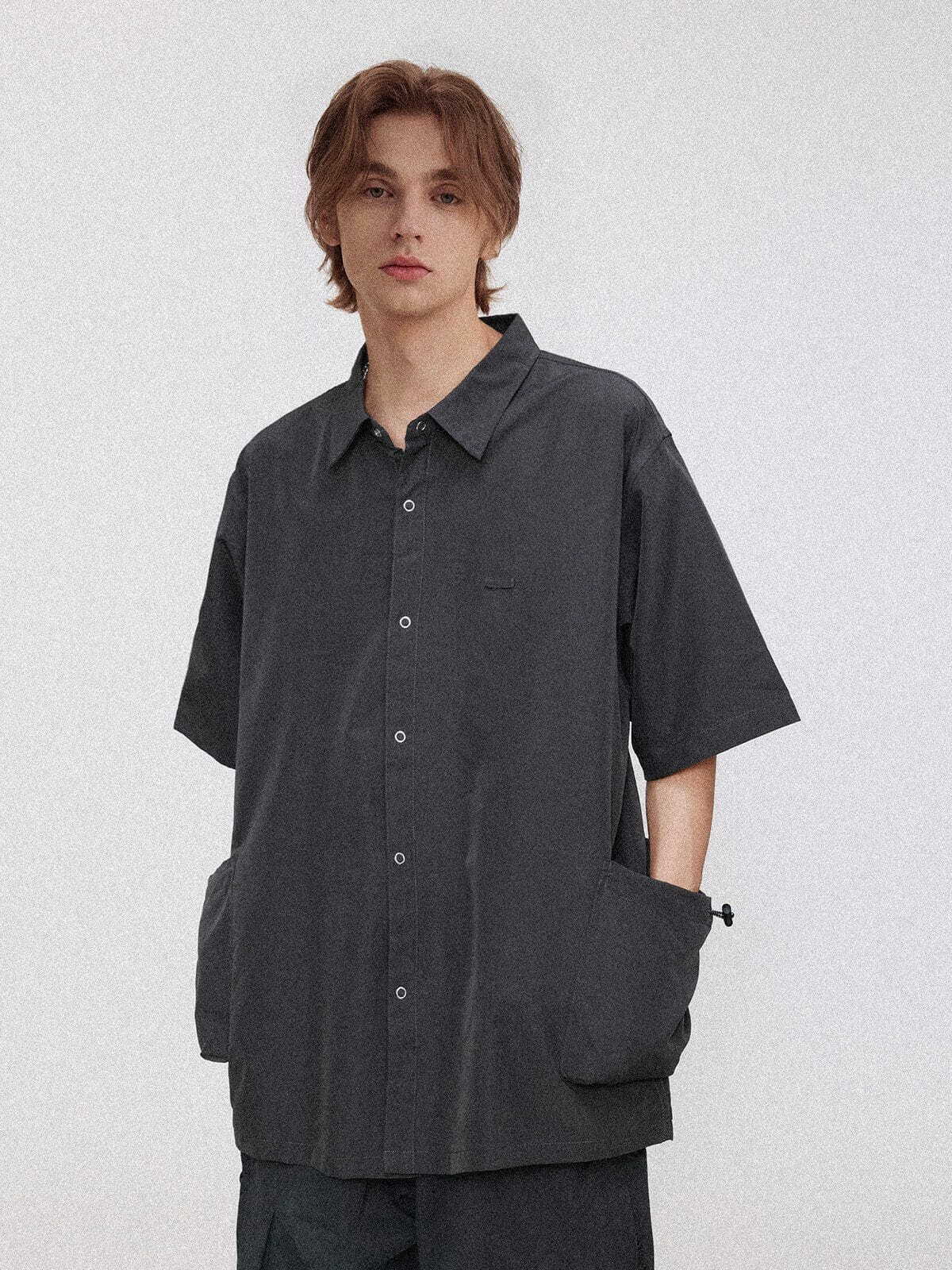 chic solid side pocket shirts   youthful streetwear staple 3937