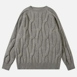 chic solid twist sweater   youthful texture trend 8485