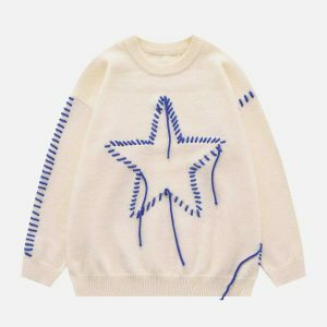chic star crochet sweater   youthful & trendy knitwear 1511