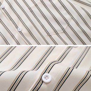 chic striped long sleeve shirt   sleek urban appeal 2154