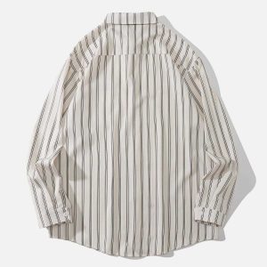 chic striped long sleeve shirt   sleek urban appeal 5384