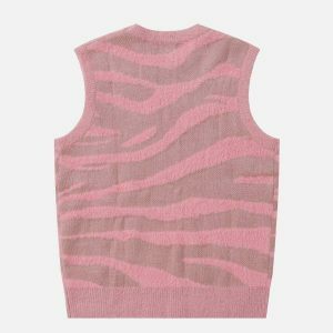 chic zebra pattern vest youthful & trendy streetwear 2984