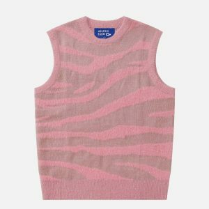 chic zebra pattern vest youthful & trendy streetwear 5575