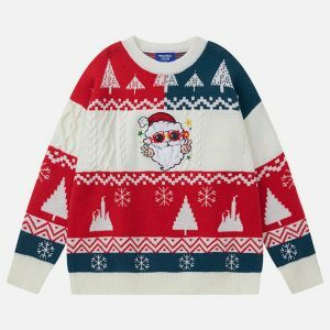 christmas patchwork sweater festive & edgy holiday fashion 3619