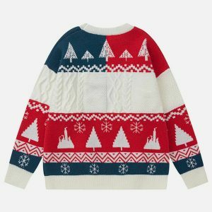 christmas patchwork sweater festive & edgy holiday fashion 6161