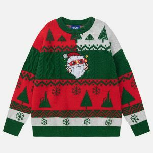 christmas patchwork sweater festive & edgy holiday fashion 6476