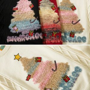 christmas tree embroidered sweater festive & youthful design 1380