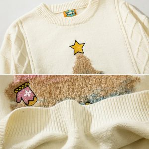 christmas tree embroidered sweater festive & youthful design 8322