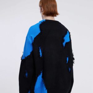 city of love distressed sweater bold color block design 4659