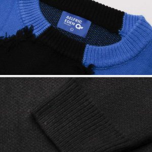 city of love distressed sweater bold color block design 6135