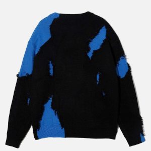 city of love distressed sweater bold color block design 8346