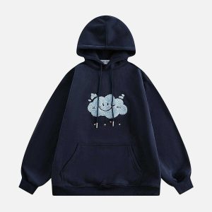 cloud inspired hoodie flocking design youthful appeal 2308
