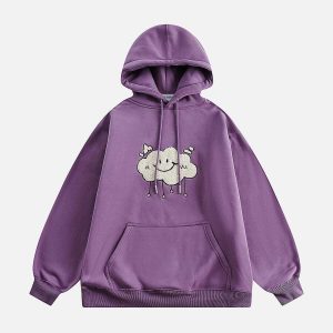 cloud inspired hoodie flocking design youthful appeal 3892