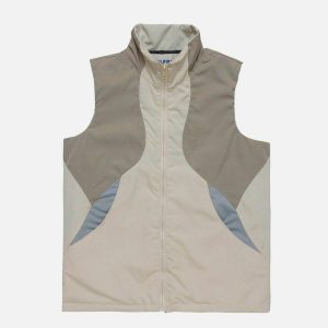 color blocked puffer vest sleek & youthful streetwear 3280