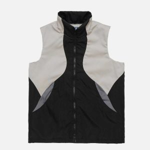 color blocked puffer vest sleek & youthful streetwear 7981