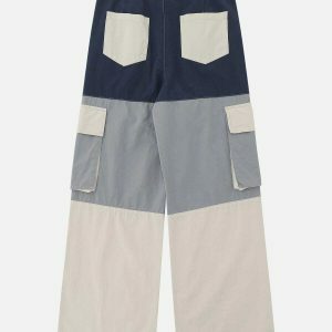 color block cargo pants sleek & youthful urban style 6688