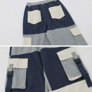 color block cargo pants sleek & youthful urban style 8101