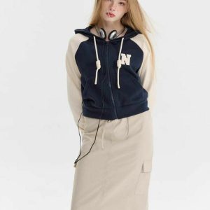 color block embroidered hoodie   chic & youthful appeal 1766