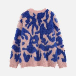 color block faux fur sweater   chic & youthful appeal 2418