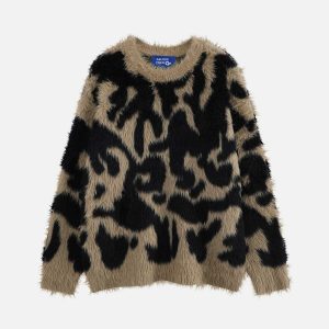 color block faux fur sweater   chic & youthful appeal 6244