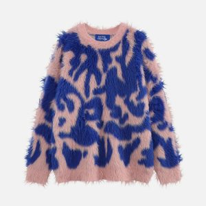 color block faux fur sweater   chic & youthful appeal 7008