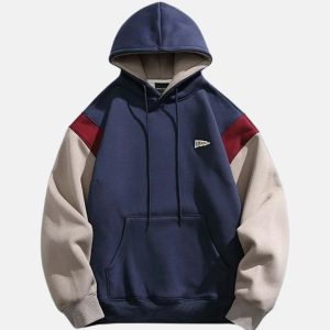color block fleece hoodie   youthful & dynamic streetwear 4758