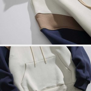 color block fleece hoodie   youthful & dynamic streetwear 8425