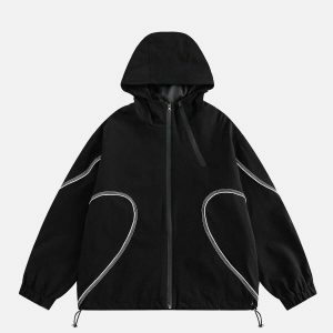 color block hooded jacket   sleek urban streetwear 8056