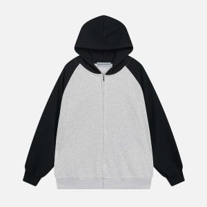 color block patchwork hoodie   urban & trendy appeal 3673