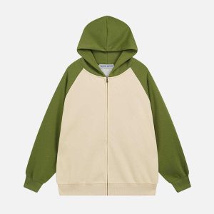 color block patchwork hoodie   urban & trendy appeal 4085