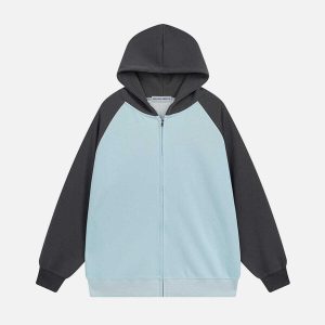 color block patchwork hoodie   urban & trendy appeal 7860