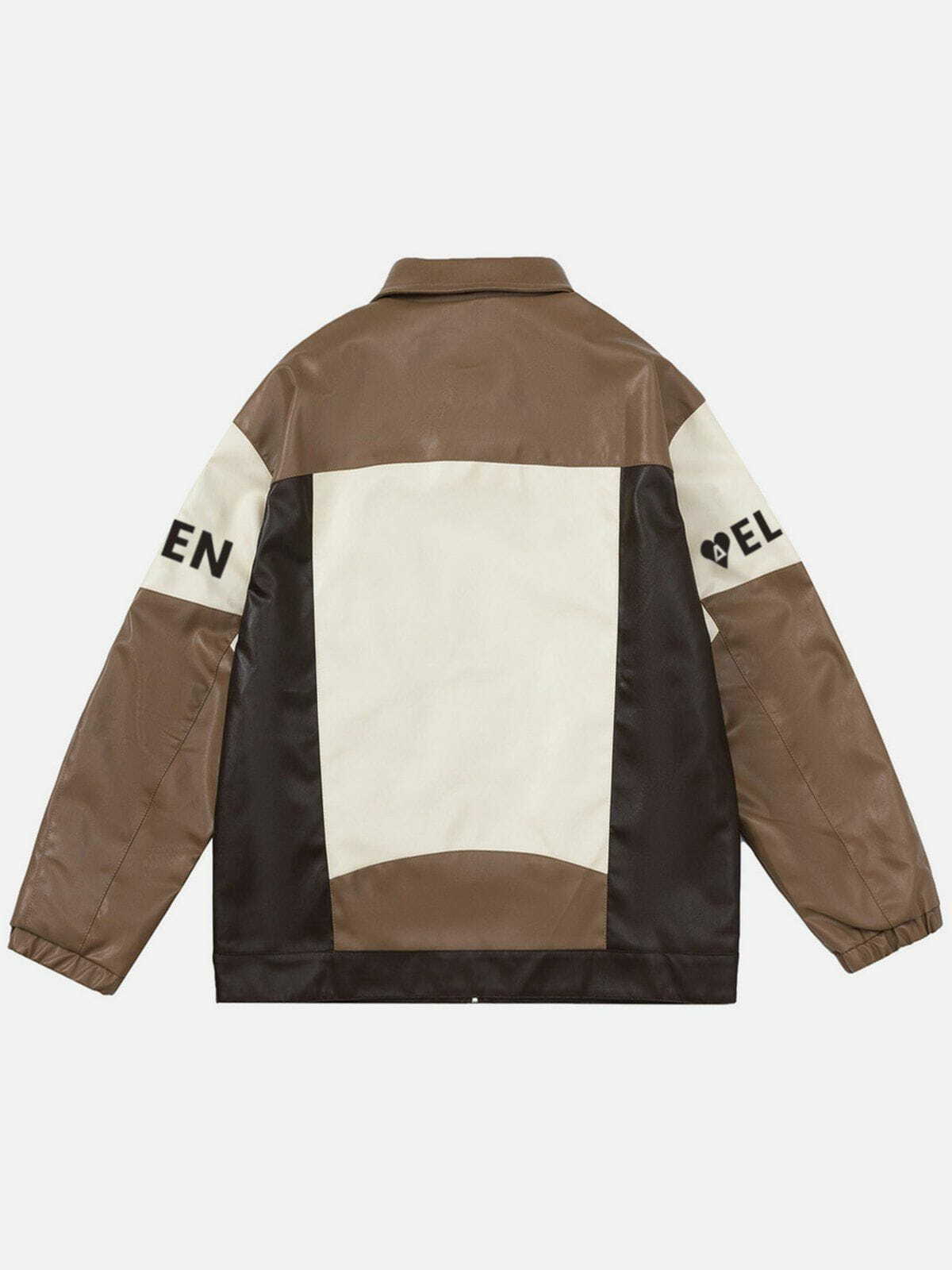 color block patchwork leather jacket 1176