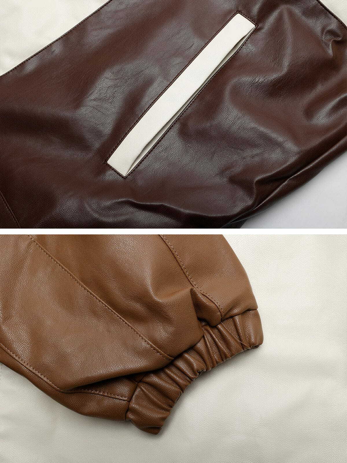 color block patchwork leather jacket 1965