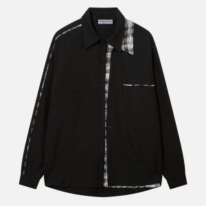 color block plaid shirt   youthful & trendy streetwear 5886