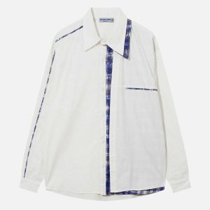 color block plaid shirt   youthful & trendy streetwear 6496