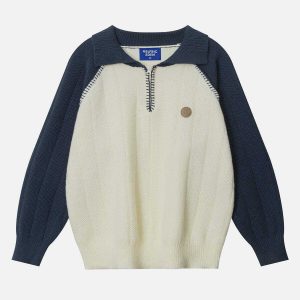 color block raglan sweater   youthful & trendy appeal 7486