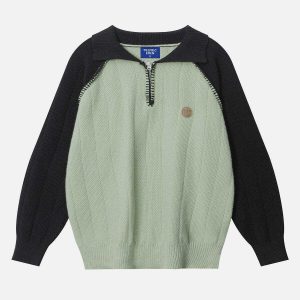 color block raglan sweater   youthful & trendy appeal 8646