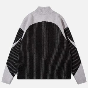 color block stripe turtleneck cardigan   chic urban appeal 2963