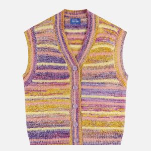 color block striped vest   youthful & trendy streetwear 3143