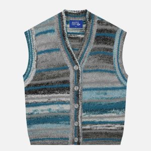 color block striped vest   youthful & trendy streetwear 5872