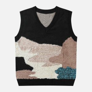 color block sweater vest   chic jacquard & youthful vibes 1659