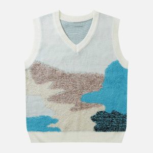 color block sweater vest   chic jacquard & youthful vibes 7095