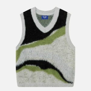 color block sweater vest chic & youthful streetwear 5619