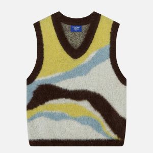 color block sweater vest chic & youthful streetwear 8232