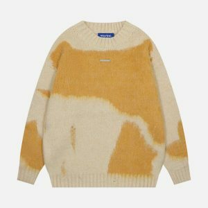 color block wool sweater   chic & youthful streetwear 3724
